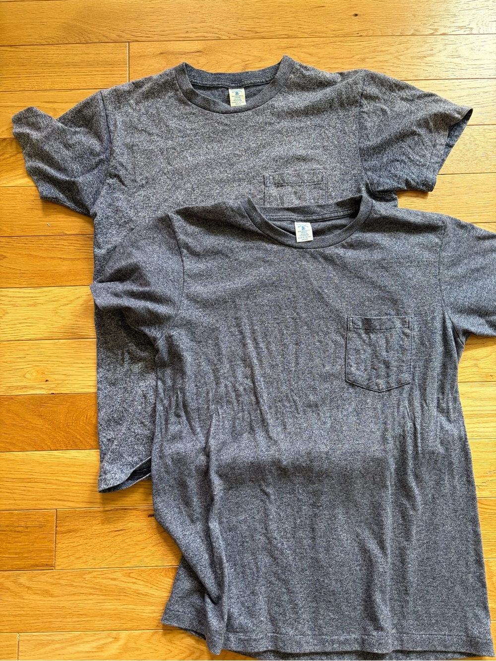 Men's Heather Charcoal blue Pocket Crew T-Shirt - Short Sleeve - 2 pack bundle